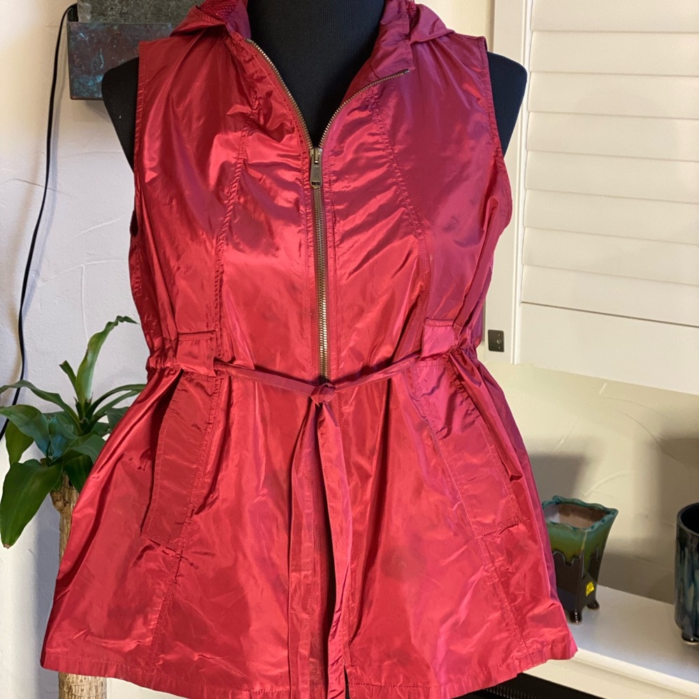 Yves Saint Laurent burgundy Mesh Edition 24 rain vest poncho